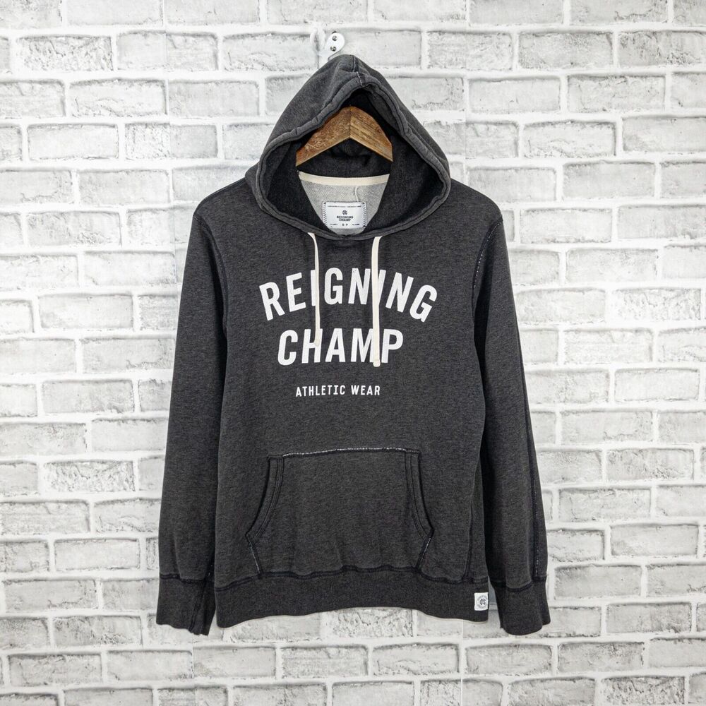 REIGNING CHAMP Men's Terry Pullover Hoodie Sweater in Gray size Small